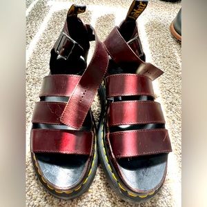 Burgundy dr marten sandals